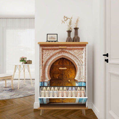 Shoe Storage Cabinet with 3 Flip Drawers for Architectural details doorways Morocco Shoe Rack Storage Organizer