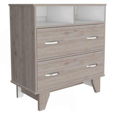 Commode à double tiroir Arabi, chambre, gris clair 