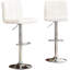 2 tabourets de bar pivotants blancs avec réglage hydraulique - siège en similicuir, base chromée et hauteur réglable pour une expérience d'assise imbattable de 2 sièges à 360 degrés pour diverses utilisations