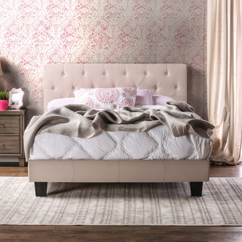 Ensemble de chambre à coucher rembourrée 2 pièces Tussey, Très grand, Cerisier brun
