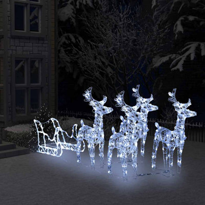 Décoration de Noël illuminée renne et traîneau avec DEL acrylique