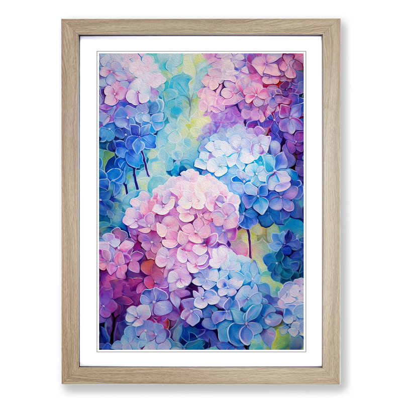 Hydrangea Colour Field No.2 - Framed Print, Oak Framed, 64cm H x 46cm W x 2cm D