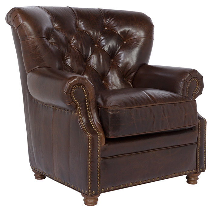 Chaise avec accoudoirs en cuir Elliot