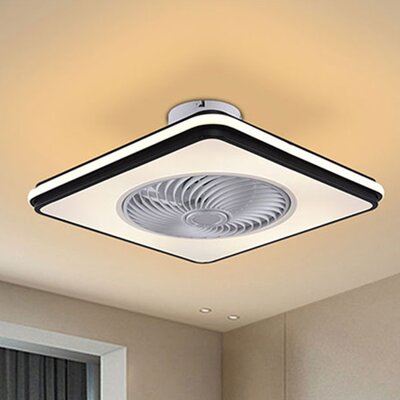 20"" Modern LED Enclosed Low Profile Ceiling Fan With Lights And Remote Control (Square White) -  Orren Ellis, 094EAC5FA5F84685A5DB3BBBC83E7C47