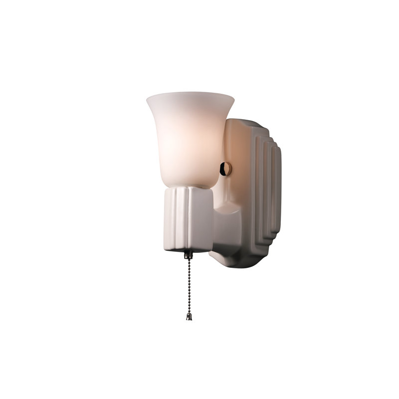 Applique murale 1 lumière Arvine, Blanc mat, Verre givré blanc, Nickel