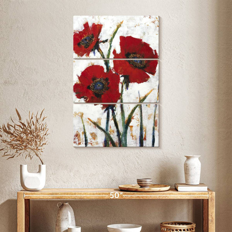Harnek - coquelicot rouge I, H 38 po x l 24 po