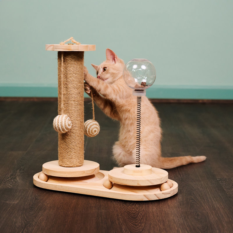 Natural Beige Sisal and Wood Cat Activity Center