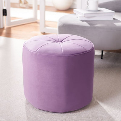 Kees 53.34cm Wide Velvet Tufted Round Solid Colour Pouffe Ottoman
