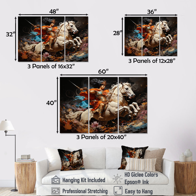 Ensemble d'art sur toile, "Hindu Arjunas", H 28 po x l 36 po