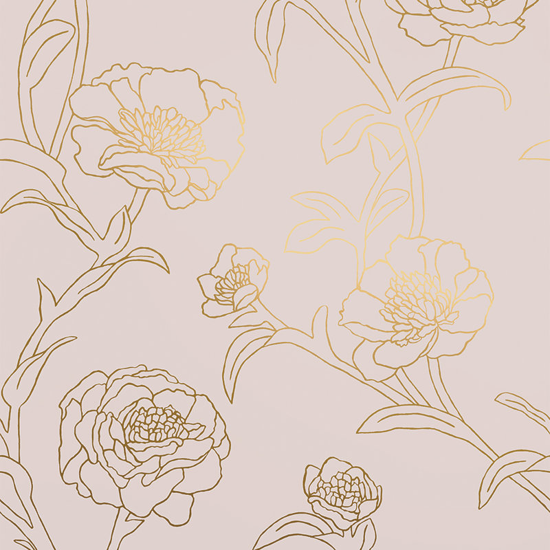 Papier peint adhésif pivoines, L 16,5 po x l 20,5 po, Rose