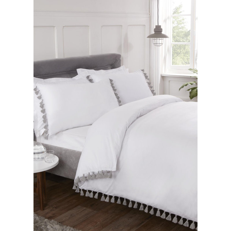 Dulcie Bedding with Pillowcases Included, Single Duvet Cover, White