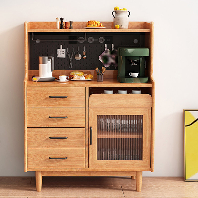 Garde-manger de style nordique en pin massif avec rail d'alimentation, Cerisier