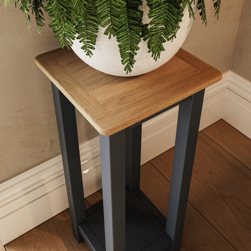 Daris Side Lamp Table Plant Stand. Solid Oak Top. Fully Assembled, Blue