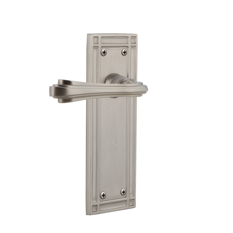 Mission Plate Double Dummy with Fleur Lever, Satin Nickel