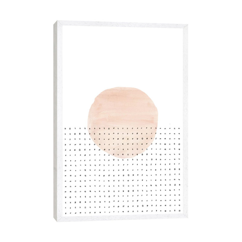 Abstract Minimalistic Sunset - Painting on Canvas, White Framed, 101.6cm H x 66.04cm W x 3.81cm D