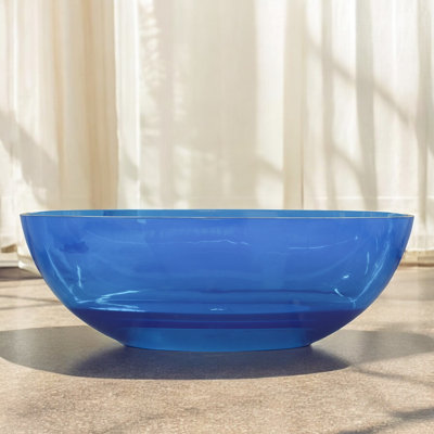 64'' X 29.6'' Transparent Freestanding Soaking Solid Surface Stone Resin Bathtub