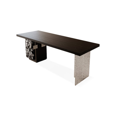 Bureau rectangulaire noir massif + bois manufacturé + acrylique