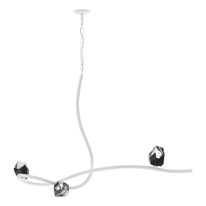 Glacier 3 - Light Unique/Statement Modern Linear Chandelier, White, Black
