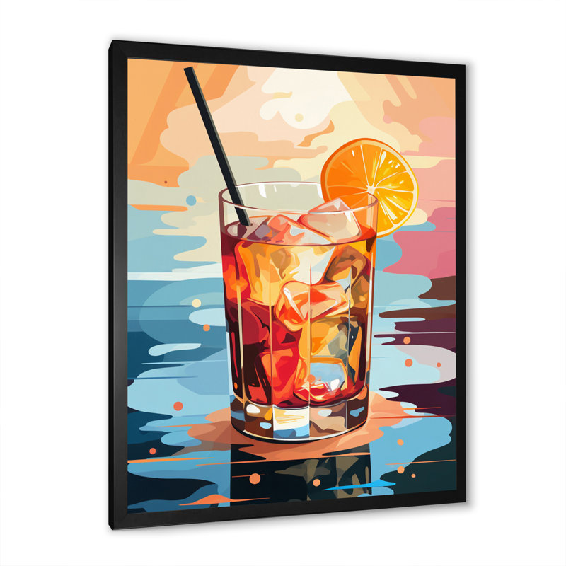 Warrin Drink Minimalistic Cocktail Colorful III sur toile, Cadre simple noir, H 20 po x l 12 po x P 1 po