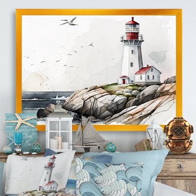 Art sur toile, "Phare par l'océan IV"