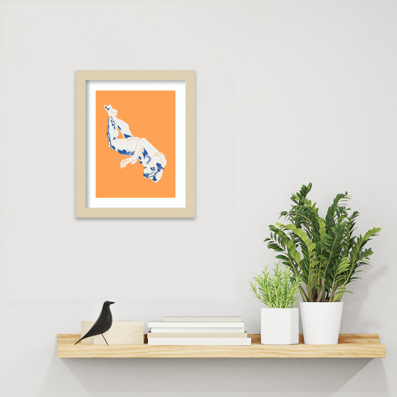 Nude Orange Print by Francesco Gulina, Brown, 13" H x 11" W