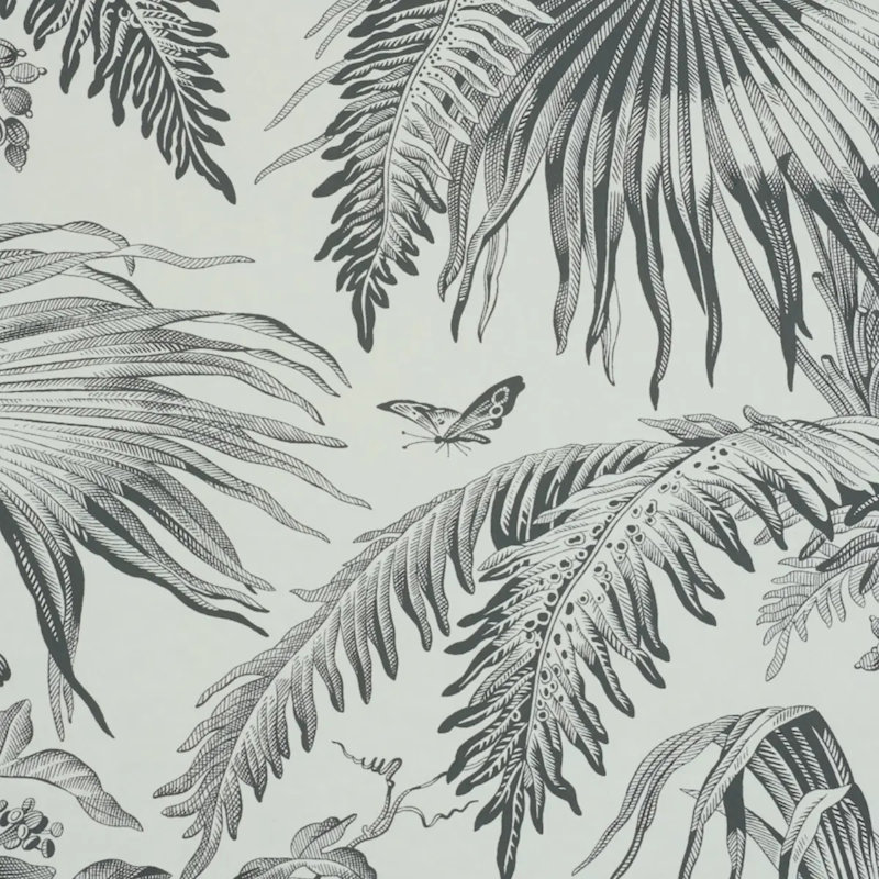 Schumacher x Jill Lasersohn Toile Tropique Wallpaper, Black
