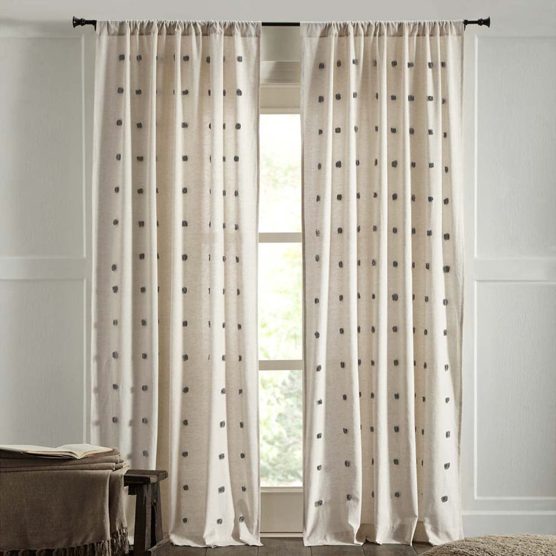 Rideau en lin Astofi, gris, 96 po, Gris, L 50 po x L 96 po