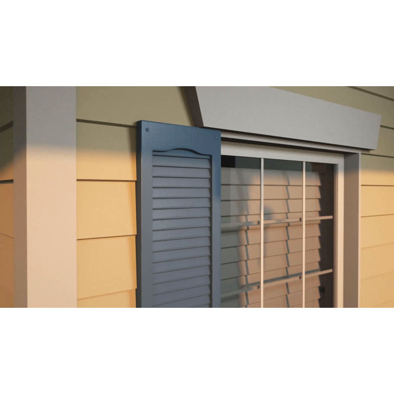 Alpha Black Vinyl Spaced Exterior Shutters, 31" x 12" (Set of 2)