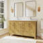 Meuble-lavabo double 60 po avec plateau en granite blanc Riverford-120334988