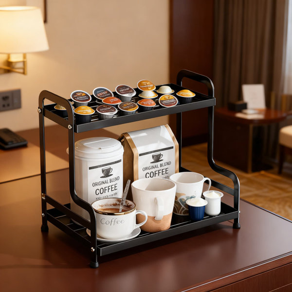 VIRBEIHUO 2-Tier Coffee Bar Organizer And Storage Shelf For Kitchen ...