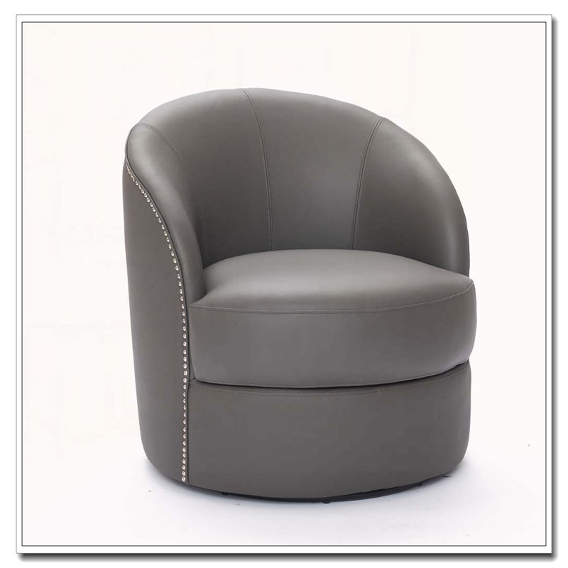 Fauteuil d'appoint pivotant en cuir, Gris