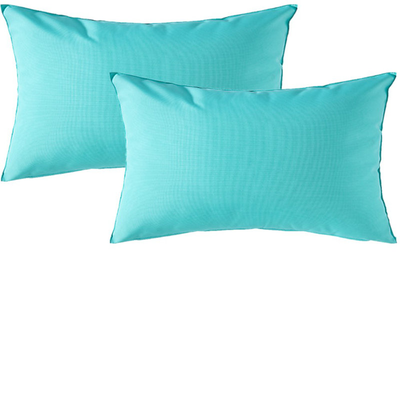 Ensemble de 2 housses de coussin imperméables pour l'extérieur, 14 po x 22 po, Turquoise, Rectangulaire