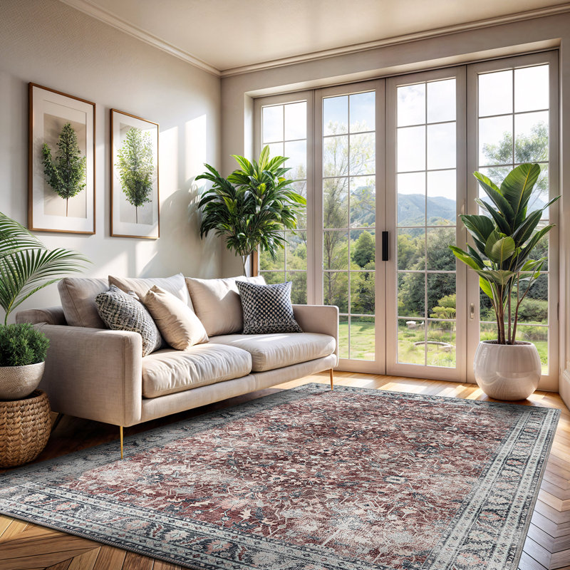 Koressa Chenille Washable Oriental Indoor Rug, Rectangle 5' x 7'