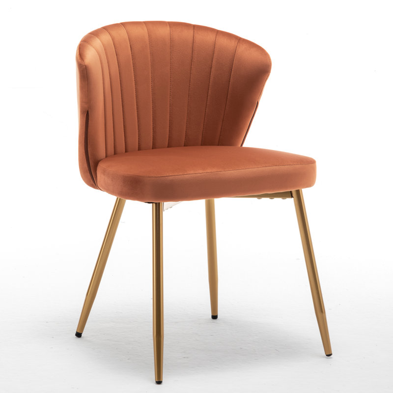Raffinee Velvet Slipper Chair, Red Orange