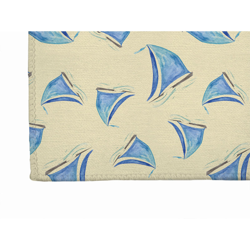 Summer Sailboats Outdoor Rug, Rectangle 8' x 10'