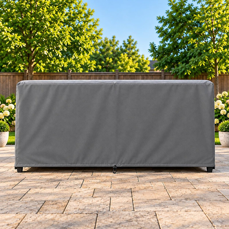 Housse de canapé de patio résistante aux intempéries avec protection en PVC respirante et durable, ourlet élastique réglable, sangles à fermeture par clic et trous