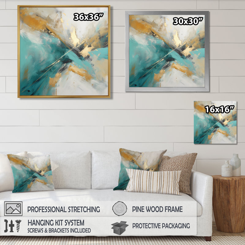 Sudden Awakening Paradise Ocean - art mural abstrait, H 16 po x l 16 po, Toile tendue