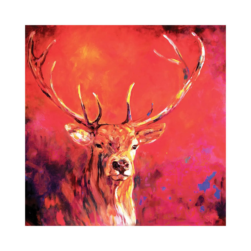 Sunrise Stag by Sue Gardner - Wrapped Canvas Painting, 30.48cm H x 30.48cm W x 1.91cm D