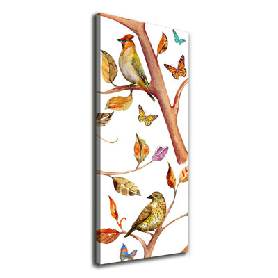Birds Butterflies Leaves - Wrapped Canvas Print