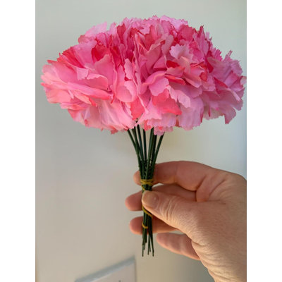 Choix d'œillets en soie rose - ensemble de capitules de 100 à 3,5 po et tiges détachables de 5 po