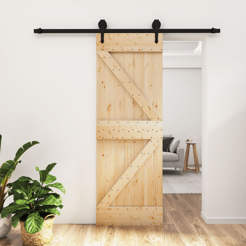 Porte coulissante avec quincaillerie Vidaxl, 27,6 po x 82,7 po, Noir/naturel