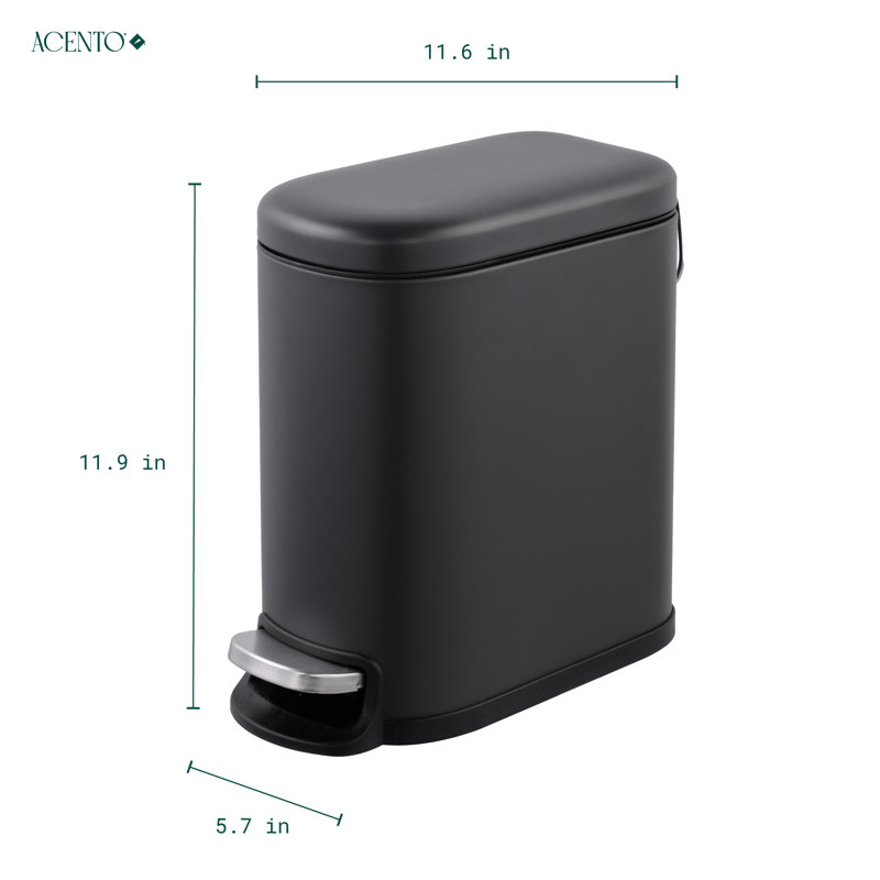 Poubelle à pédale incurvée 1,3 gallons, Noir