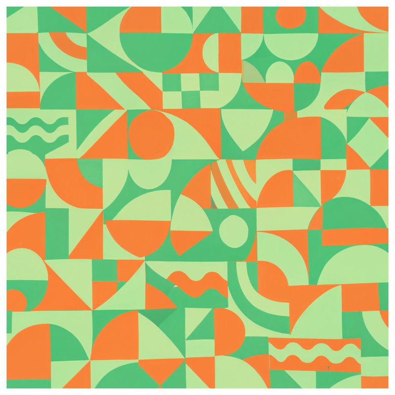 Édredon géométrique abstrait vert orange, Twin Extra Long