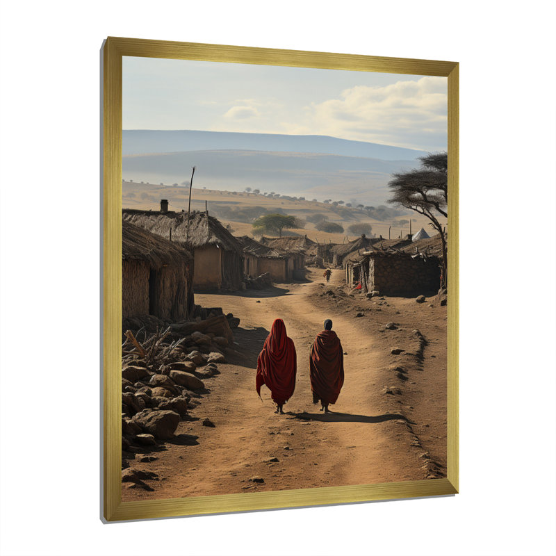 «Epsilon African Village Maasai», reproduction sur toile, H 32 po x l 16 po x P 1 po, Cadre photo doré simple