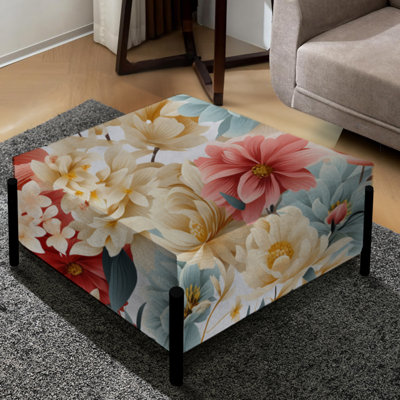 Antique Pastels Boho Accents III - Grand repose-pieds carré floral