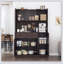 Armoire de rangement pour garde-manger de 71 pouces de hauteur avec portes en verre Reeded, support pour micro-ondes et tablettes de grande capacité pour un rangement organisé et élégant