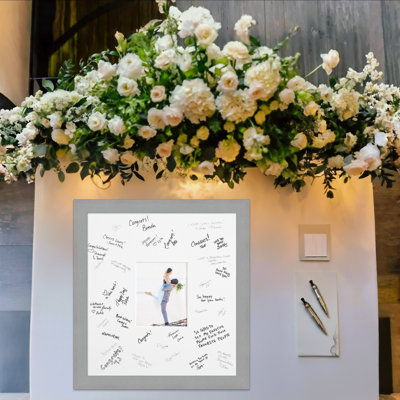 Brushed Signature Mat Picture Frame, Photo Frame Wedding Guest Book Alternative, Autograph Picture Mat for Signature Board, Wedding Celebrations Graduations Support Encouragement or Retirement