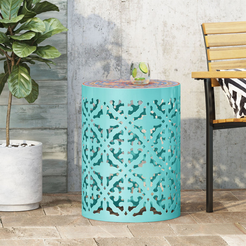 CASTANA SIDE TABLE,End Table,Patio Table, Teal
