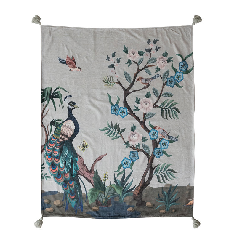 Fabric Blend Chenille Printed Throw