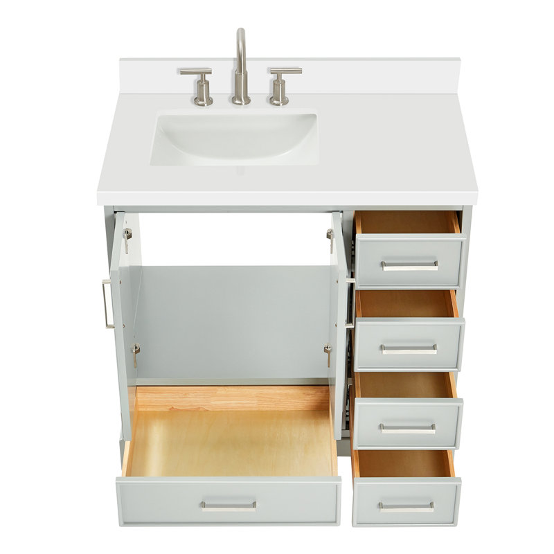 Meuble-lavabo simple avec plateau Abshire 37, Gris